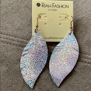 Lightweight "suede" silver sparkle earrings